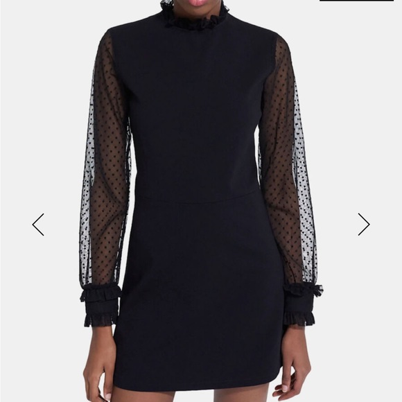 The KOOPLES SHORT BLACK DRESS WITH HIGH NECK 2 - Picture 1 of 4